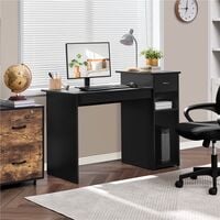 Home Office Small White Computer Desk Compact Study PC Laptop Table Workstation w/Drawer and Shelf, Black