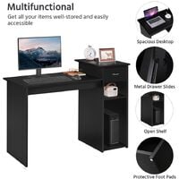 Home Office Small White Computer Desk Compact Study PC Laptop Table Workstation w/Drawer and Shelf, Black