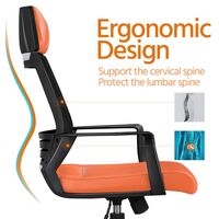 Executive Office Chair Ergonomic Mesh Computer Chair Adjustable Desk Chair with Lumbar Support and PU Leather Paded Seat - Orange