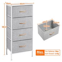 Narrow 4 Drawer Fabric Dresser for Small Space,45x30x98cm, Light Gray