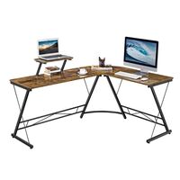 Yaheetech L-Shaped Desk with Monitor Stand Reversible Computer Corner Desk for Gaming/Writing/Home Office Rustic Brown - rustic brown