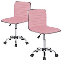 Swivel Computer Desk Chair Faux Leather Adjustable Armless Home Office Task Chair, Pink