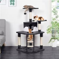 Yaheetech 120cm Cat Tree Tower, Cat Stand with Cat Scratching Post/Spacious Condo/Cozy Platform/Replaceable Kitten Toy, Dark Gray/White - dark gray & white