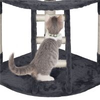 Yaheetech 120cm Cat Tree Tower, Cat Stand with Cat Scratching Post/Spacious Condo/Cozy Platform/Replaceable Kitten Toy, Dark Gray/White - dark gray & white