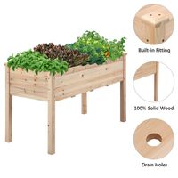 GOOGIC Raised Bed Elevated Wooden Garden Box for Vegetable/Fruit/Herb/Flower 4 FT Rectangle Planter Box Kit for Backyard and Patio 