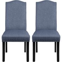 Yaheetech Set of 2 Fabric Dining Chairs Classic Kitchen Chair with High Back Solid Wooden Legs Soft Padded Seat for Home Dining Room Furniture, Blue - blue