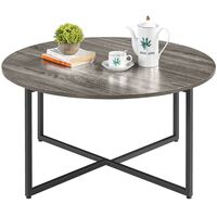 Yaheetech Round Coffee Table with Metal Leg Cocktail Table Wooden Tea Table Side End Table for Living Room Bedroom, Dark Oak - dark oak