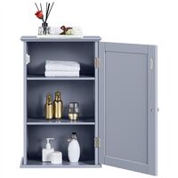 Yaheetech Wall Mounted Cabinet Single Door Multiple Tiers Shelf, Gray - gray