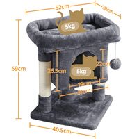 Yaheetech Basic Cat Tree Condo 59cm Spicious Cat House Small Cat Tree w/Perches/Durable Sisal Scratching Post Cat Towers for Indoor Cats, Dark Grey