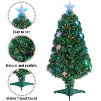 3Ft Fibre Optic Tabletop Artificial Christmas Tree with Multicolor Snow Flake Lights,Green