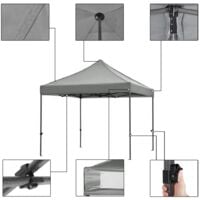 Yaheetech 3M x 3M Heavy Duty Commercial Pop-up Canopy with Wheeled Carry Bag and Sand Bags Light Gray