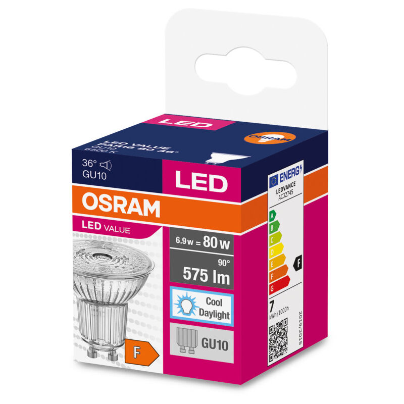 Ledvance/Osram Lampadina LED Spot GU10 6.9W 575Lm 6500K 36º IP20