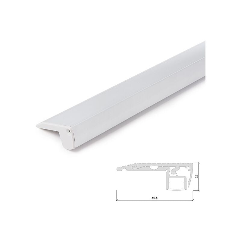 Profilo Alluminio Per Striscia LED Illuminazione Le Scale - Diffusore  Latteo x 1M (SU-S001-O)