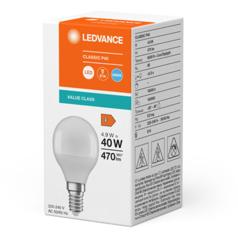 Ledvance/Osram Lampadina LED Classica E14 4.9W 470Lm 6500K 200º IP20