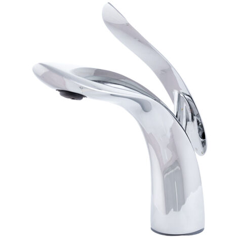 Rubinetto per lavabo in ottone / zinco, cromo, acqua calda e fredda, tubi flessibili, beccuccio basso, maniglia singola [QLI-FA-
