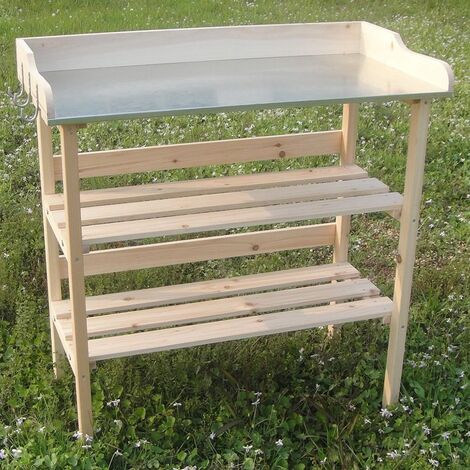 Tavolo Da Giardino Gardiun Kalvin - Legno Naturale, 44x116x125 Cm, Con Lavello - Foto 4