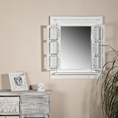 specchio finestra Decor specchio cornice decorazione persiane shabby bianco  64