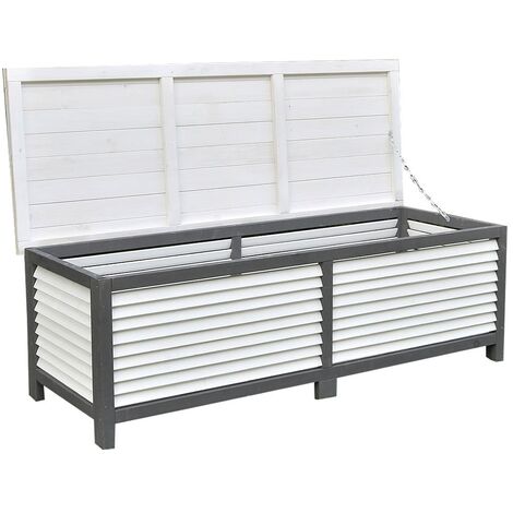 Cuscino scatola 140CM Cuscino scatola in legno petto giardino petto giardino scatola Cuscino scatola petto grigio / bianco