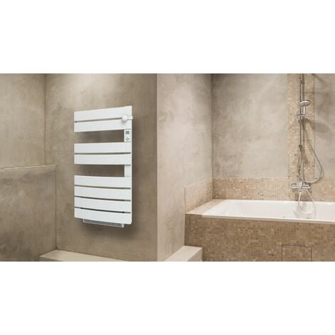 Radiateur sèche-serviette CARRERA - 750W + soufflerie 1000W (1750W) - Lames plates ouverture latérale - Blanc