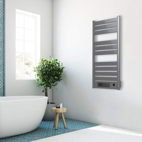 Radiateur sèche-serviette CARRERA - 750W + soufflerie 1000W (1750W) - Lames plates ouverture latérale - Blanc