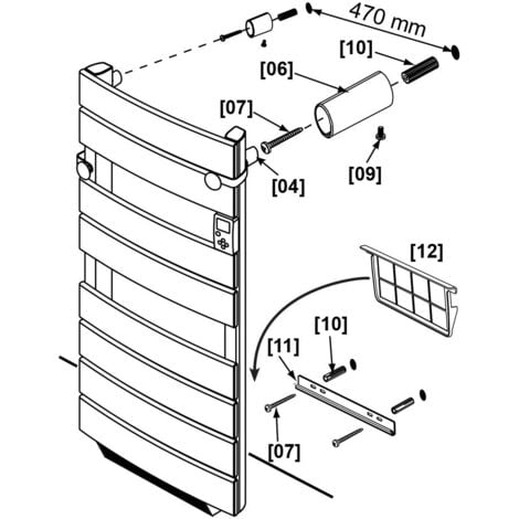 Carrera radiateur seche-serviette 750W + soufflerie 1000W - Cintre a lames plates