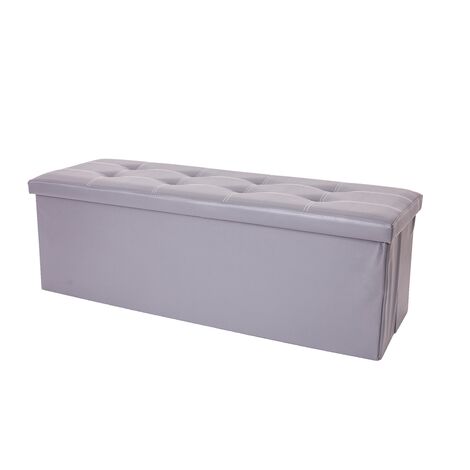 Bench Storage Space Grey Storage Box Chest Upholstered Seat Chest Seating Surface Wardrobe Bench Faux Leather Bench Stool Foldable Pouf