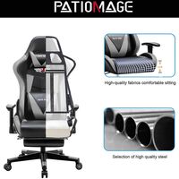 Gaming Chair Office Chair Footrest Black Grey Ergonomic Racing Executive Chair Swivel Chair Sports Seat Bucket Seat Computer Game Desk Chair Gaming PC