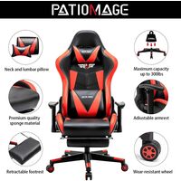 Desk Chair Footrest Black Red Gaming Chair Office Chair Ergonomic Racing Executive Swivel Chair Sport Seat Bucket Seat Computer Game Gaming PC