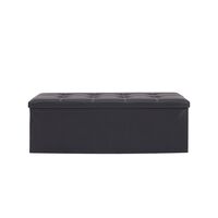 Bench Storage Black Wardrobe Bench Storage Box Bench Leatherette Chest Upholstered Seat Bench Stool Foldable Pouf