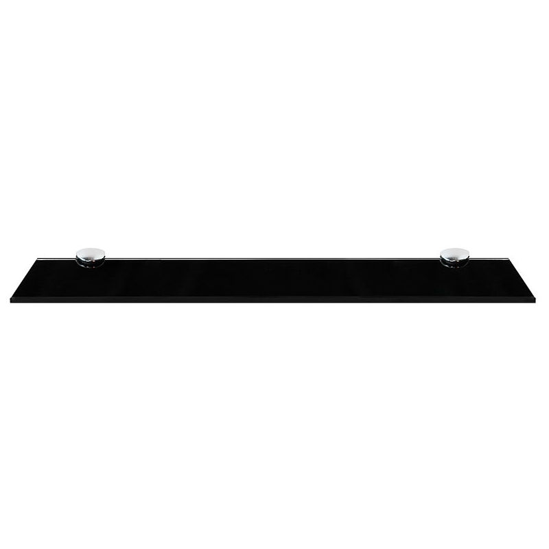 Estante flotante de cristal + Montaje estante de baño estante de pared 50x10CM Negro Soporte para baño estantería pared vidrio estantería