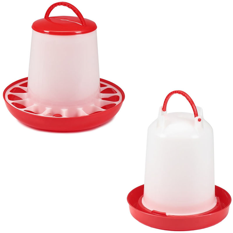 Set Comedero Dispensador de alimentos 3KG + 3L Bebedero Comedero para pollos Alimentación de aves Alimentador para aves de corral gallinas