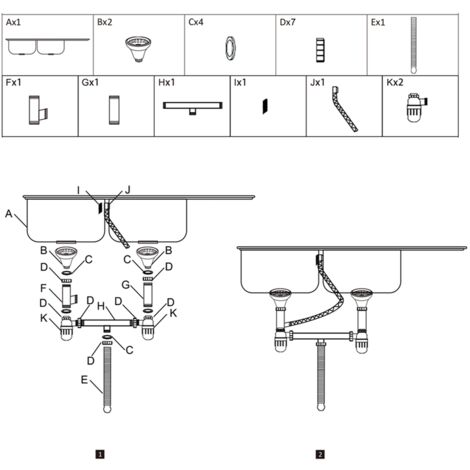 Fregadero de cocina doble encastrado Acero inoxidable 120CM con 2 senos Lavamanos empotrado 2 fregaderos