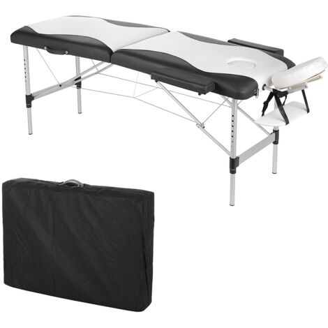 Tumbona de masaje mesa de masaje banco de masaje 12,5KG Aluminio blanco negro banco cosmético camilla de belleza 2 zonas plegable portable