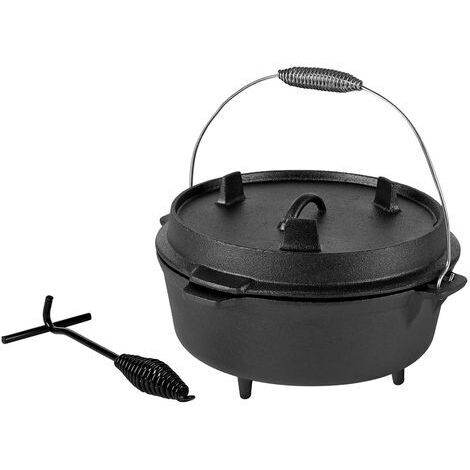 Dutch Oven Horno holandés de hierro fundido Barbacoa Levantador de tapa olla de hierro fundido Hervidor de fuego BBQ (1/4)