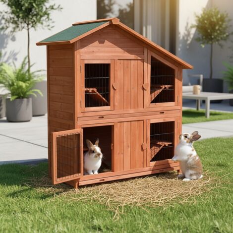 Conejera Jaula para conejos jaula de hámster XXL 4 Cajas jaula de ratones jaula de animales pequeños jaula de ratas ratoncillos madera