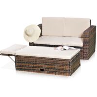 Salón Conjunto de jardín Sofá Banco Mesa Marrón muebles de jardín de poly ratán sillón silla de ratán conjunto de terraza exterior sillones