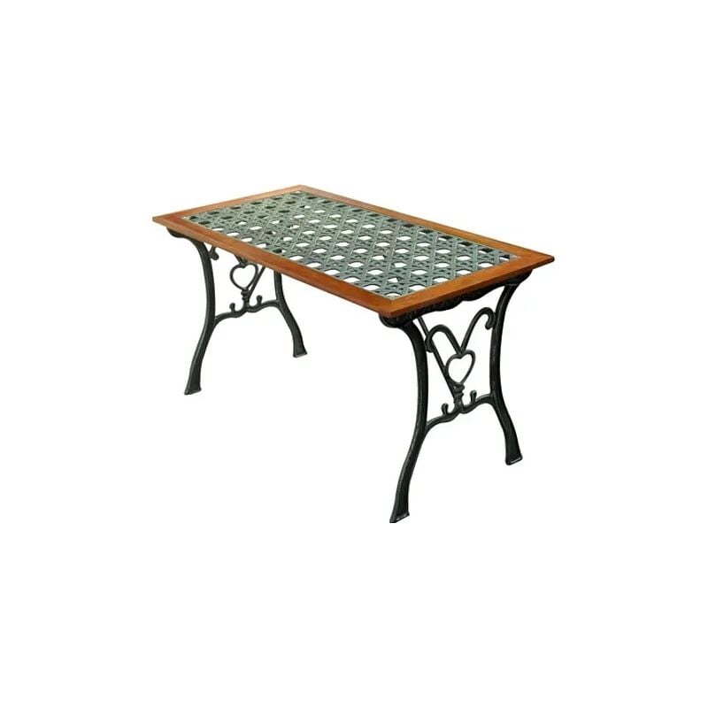Tavolo da giardino in Rattan ARC con strutture in ghisa nero e legno tropicale