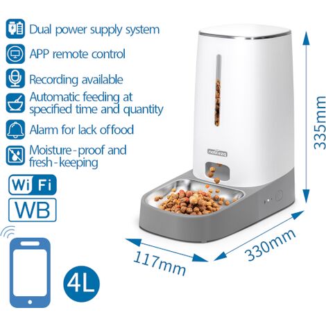 Mangiatoia Gatti Antiscivolo Czemo Mangiatoia Automatica 3.8L: Set Cibo/Acqua Per Gatti E Cani Alimentatore Automatico Piccoli Animali Domestici