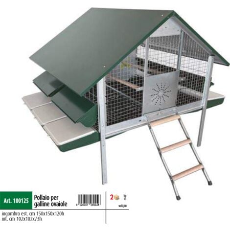 Pollaio per galline ovaiole 100125 Ropet tetto verde scuro
