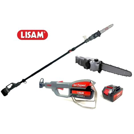 Potatore su asta telescopica Lisam SkyTronic con 2 batterie 21,6V 4Ah barra 20cm