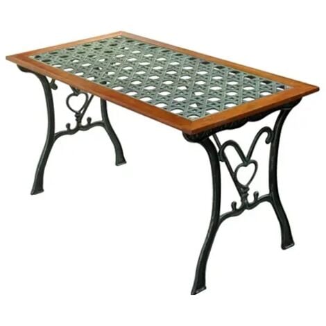Tavolo da giardino in Rattan ARC con strutture in ghisa nero e legno tropicale