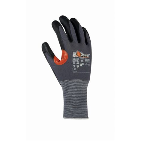U-Power Kumba Guanti Lavoro Antinfortunistica Nylon Touchscreen Grigio 10/XL