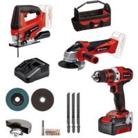 Einhell TE-TK 18/3 Li Kit (JS+CD+AG) Set smerigliatrice, trapano e seghetto a batteria 18 V