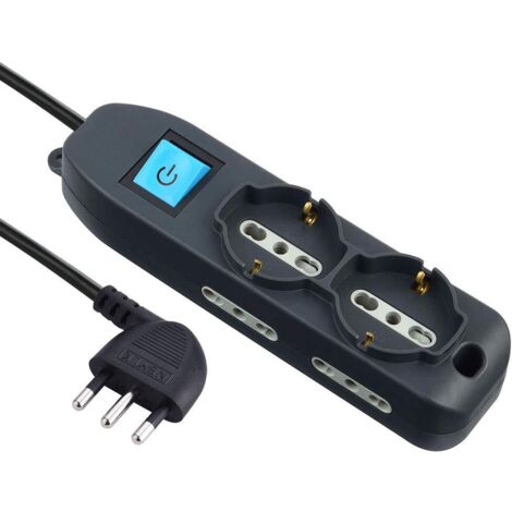 Multipresa 16a+int 2 pt univ+4pt biv nera mt 1,5 - electraline