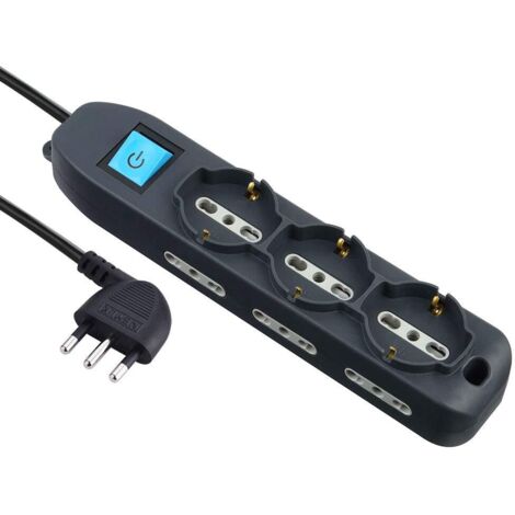 Multipresa 16A+Int 3Pt Univ+6 Pt Biv Nera 1,5Mt - Electraline