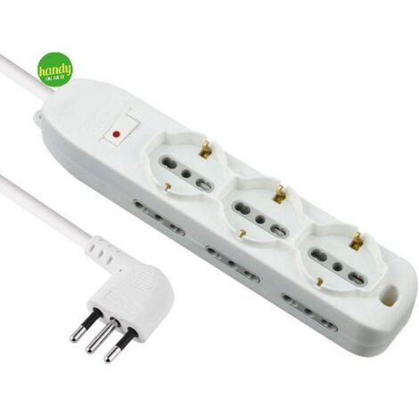 MULTIPRESA BIPASSO + SCHUKO + TERMICO ELECTRALINE • BIANCO POSTI 9 2P+T 10A N°XMMQ 3X0,75 MT 2