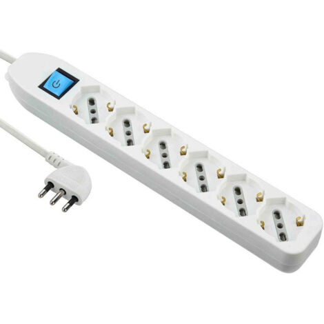 Electraline 62071 Multipresa 6 Posti Polivalenti, Bianco, Taglia Unica