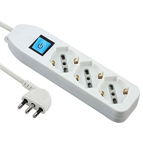 Electraline 62090 Multipresa tripla 3 posti polivalenti (schuko + 10/16A) con interruttore - cavo 3 m bianco