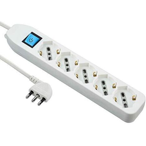 Electraline 62094 Multipresa 5 Posti, Bianco, Taglia Unica