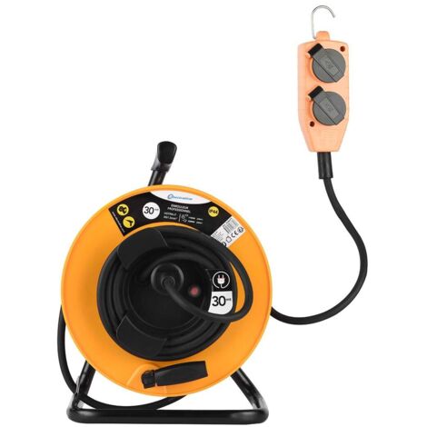 Electraline avvolgicavo 30mt con prolunga e multipresa 4 prese schuko con tamburo fisso cavo 3g1,5 ip44 49211